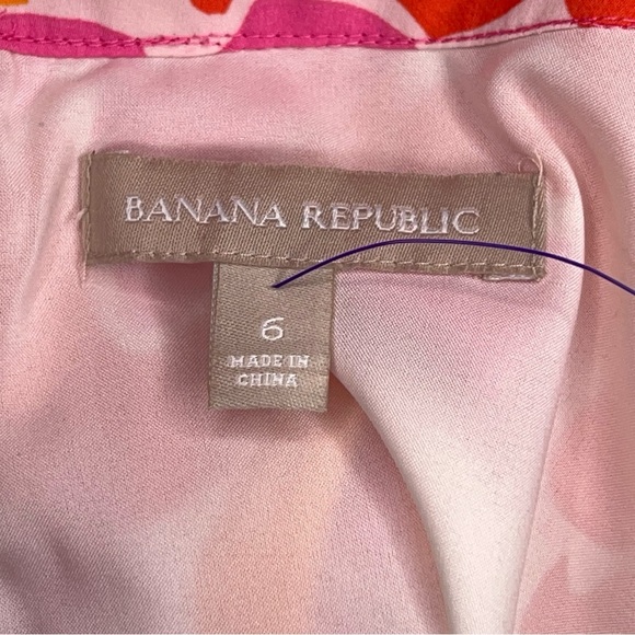 Size 6 Banana Republic Short Sleeve Colorful Dress Pink Orange Red Abstract - Picture 10 of 16